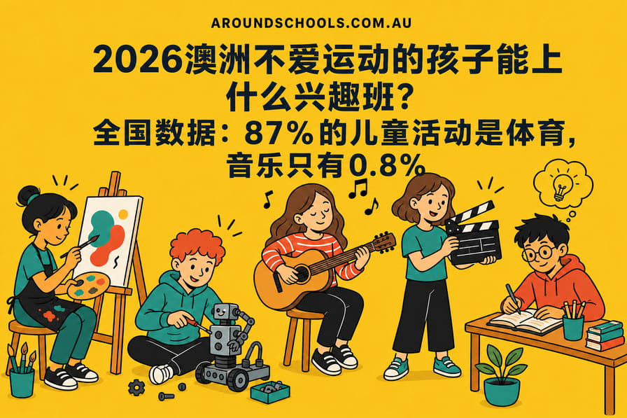 2026澳洲不爱运动的孩子能上什么兴趣班？全国数据：87%的儿童活动是体育，音乐只有0.8%
