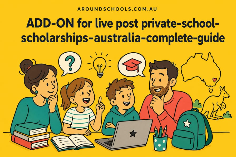 ADD-ON for live post private-school-scholarships-australia-complete-guide — insert these two FAQ entries between "Can my child re-sit a scholarship test?" and "Key takeaways"; do not publish this draft as its own page