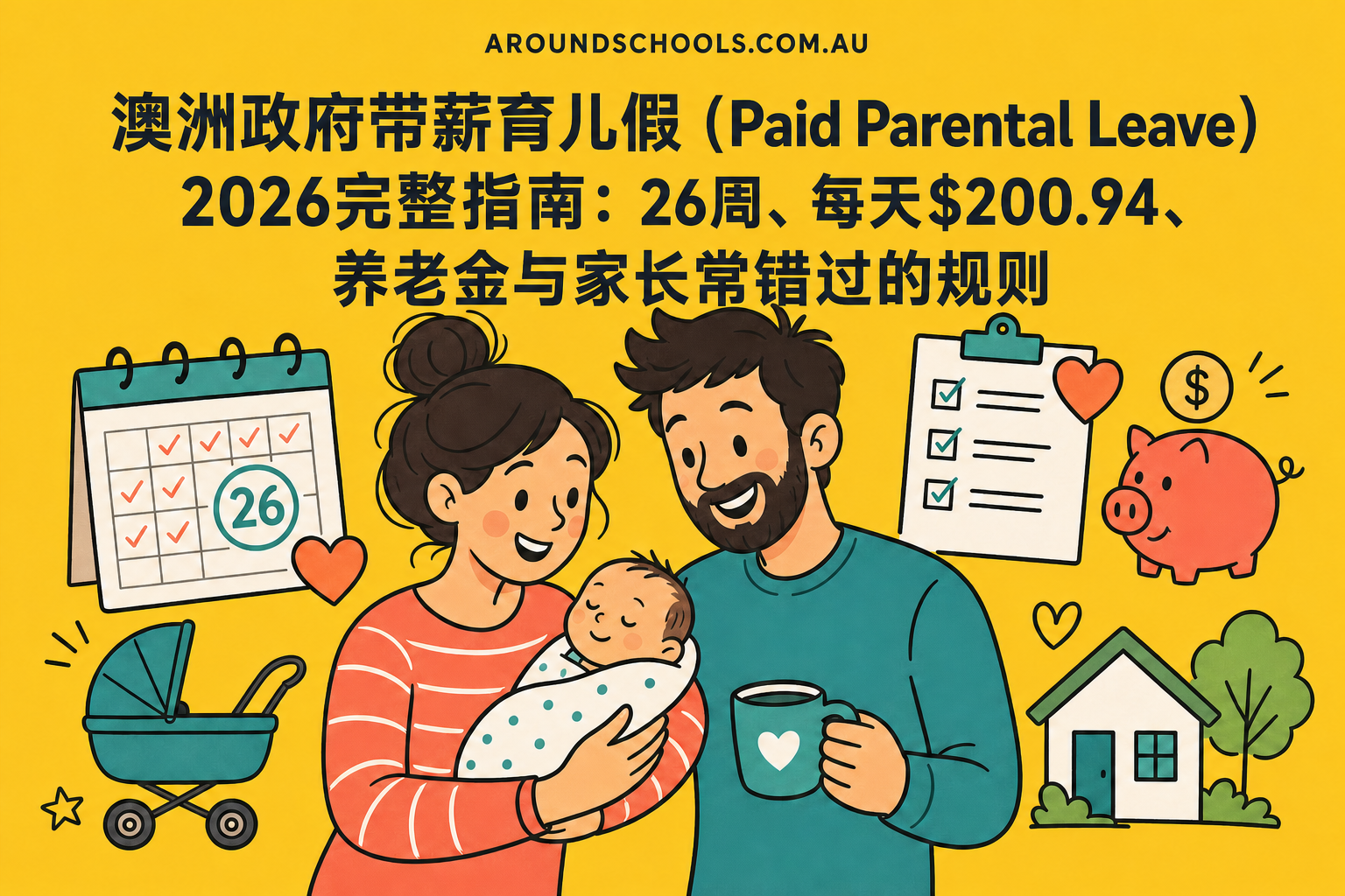 澳洲政府带薪育儿假（Paid Parental Leave）2026完整指南：26周、每天$200.94、养老金与家长常错过的规则