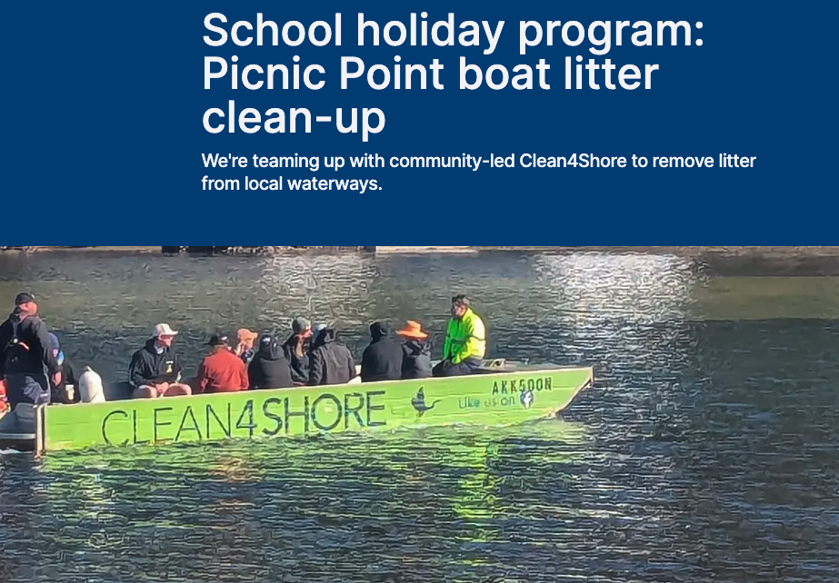 School holiday program: Picnic Point boat litter clean-up - Image 1
