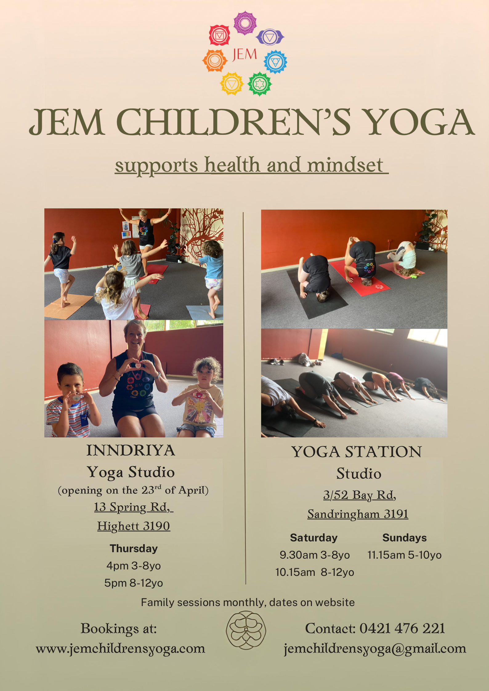 Children's yoga - JEM | 7th Mar-2026 to 17th Apr-2027 💛